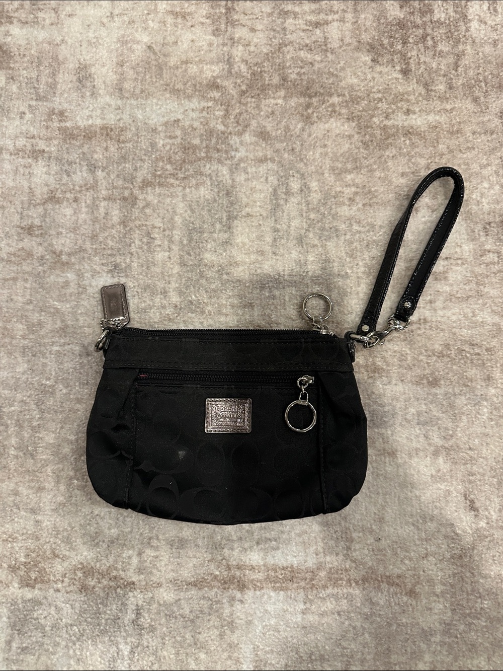 Coach Black Signature Wristlet Clutch